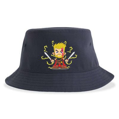 Cute Lightning Cartoon God Of Thunder Sustainable Bucket Hat
