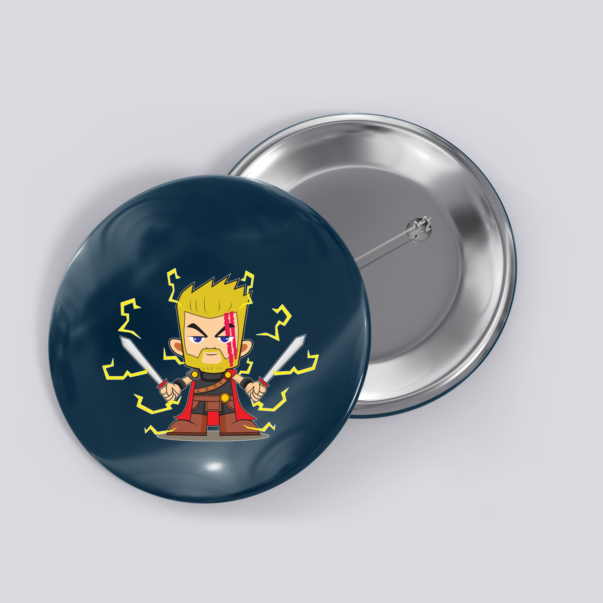 Cute Lightning Cartoon God Of Thunder Button