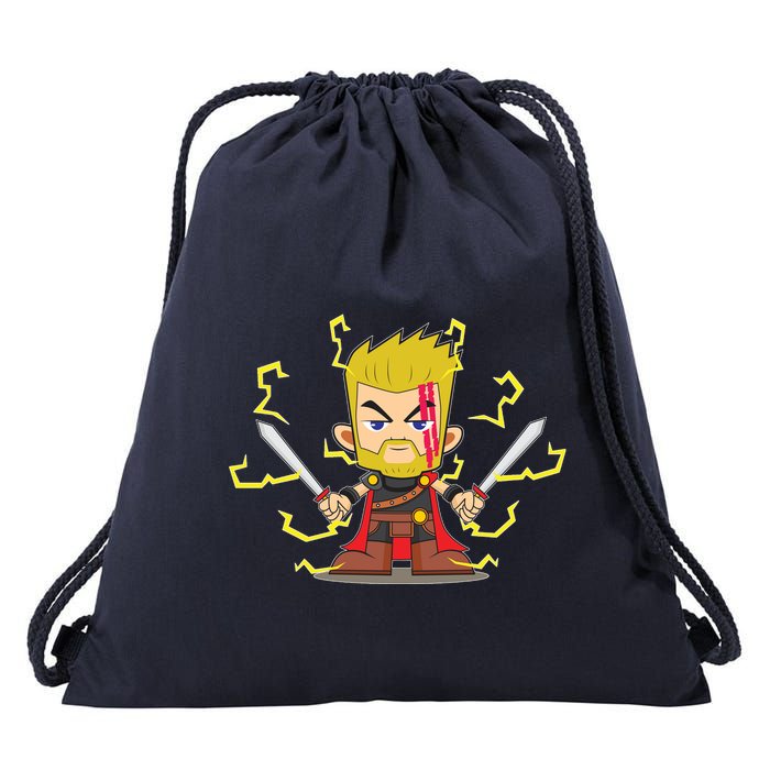 Cute Lightning Cartoon God Of Thunder Drawstring Bag