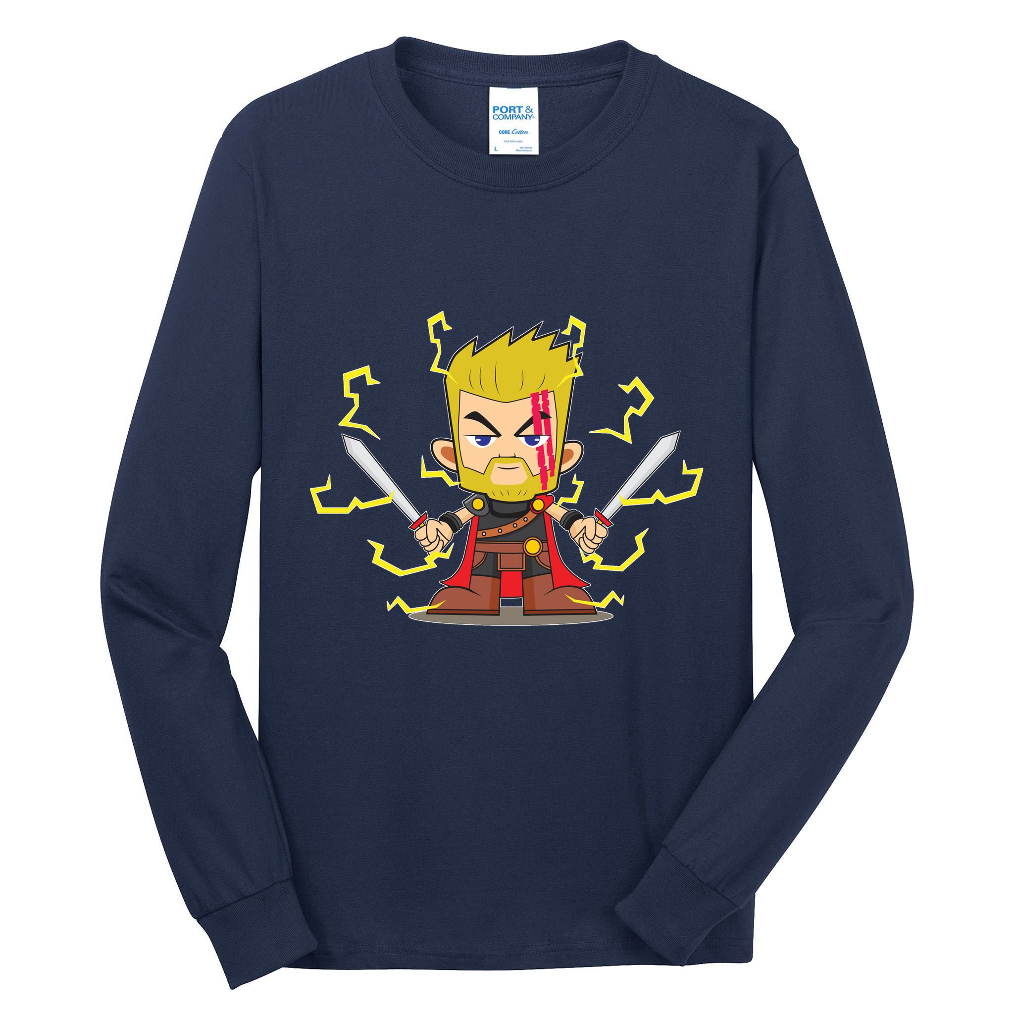 Cute Lightning Cartoon God Of Thunder Tall Long Sleeve T-Shirt
