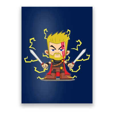 Cute Lightning Cartoon God Of Thunder Poster