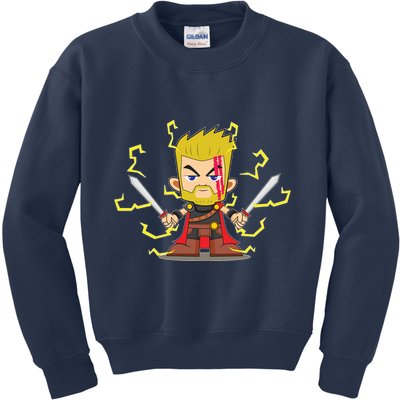 Cute Lightning Cartoon God Of Thunder Kids Sweatshirt