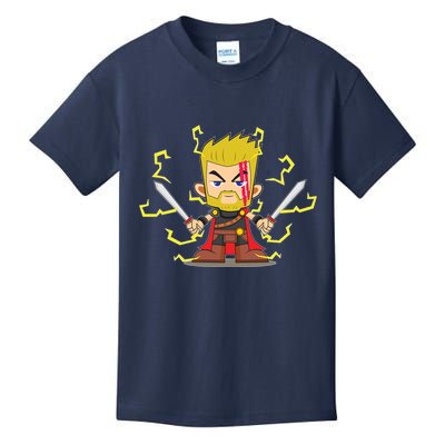 Cute Lightning Cartoon God Of Thunder Kids T-Shirt
