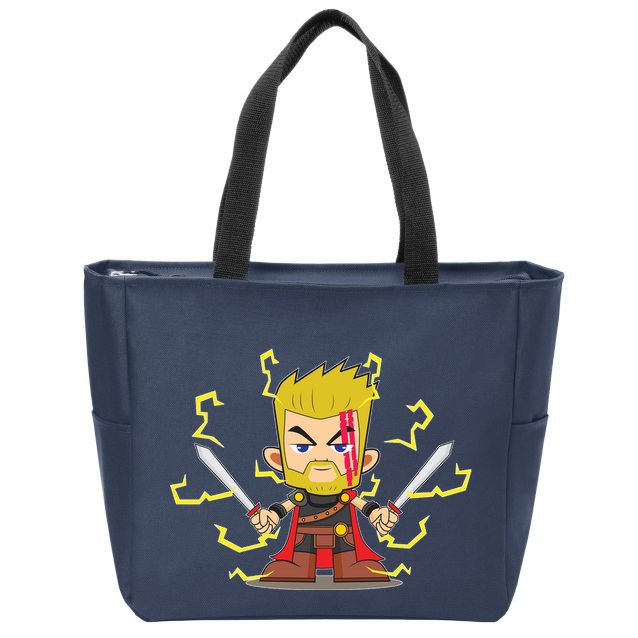 Cute Lightning Cartoon God Of Thunder Zip Tote Bag