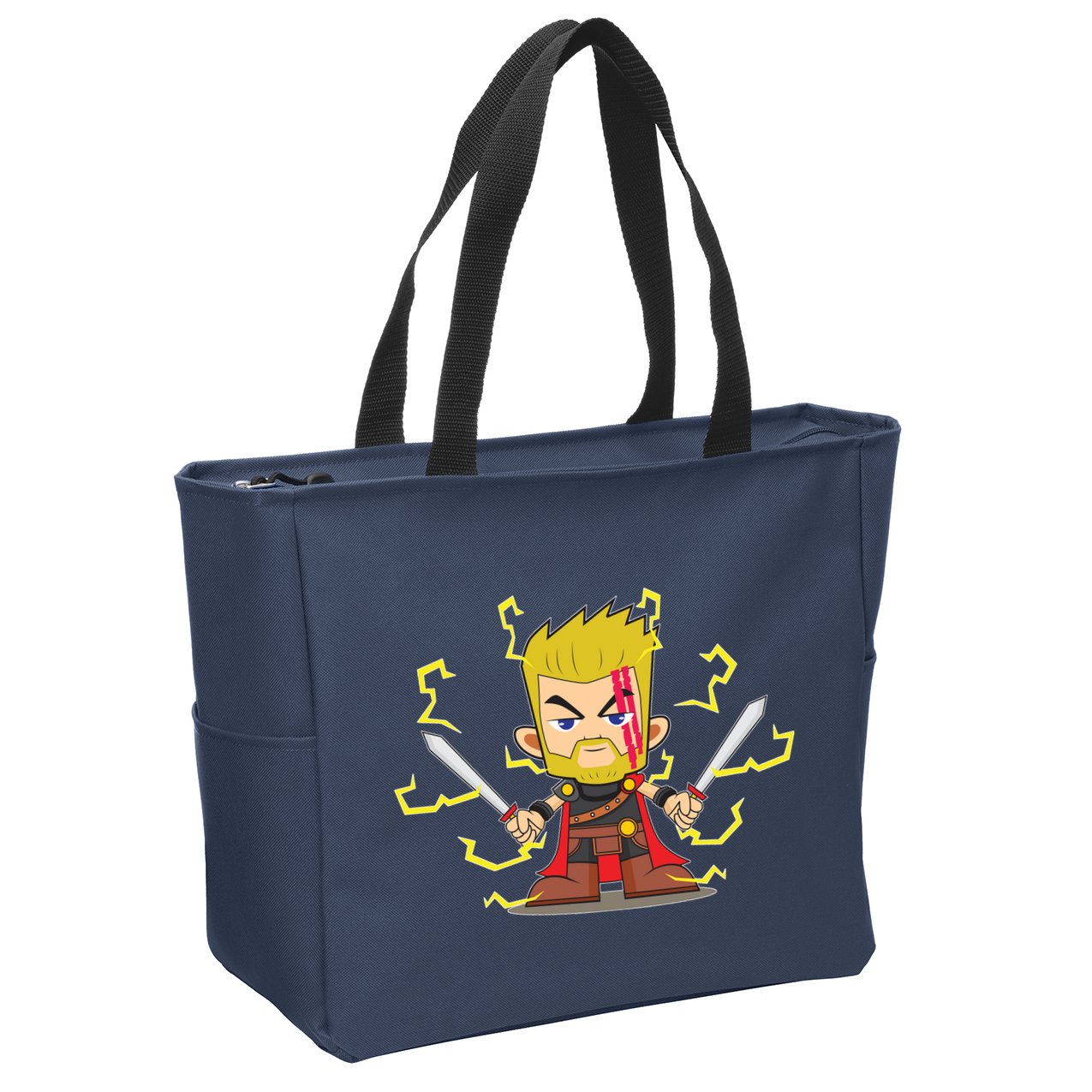 Cute Lightning Cartoon God Of Thunder Zip Tote Bag