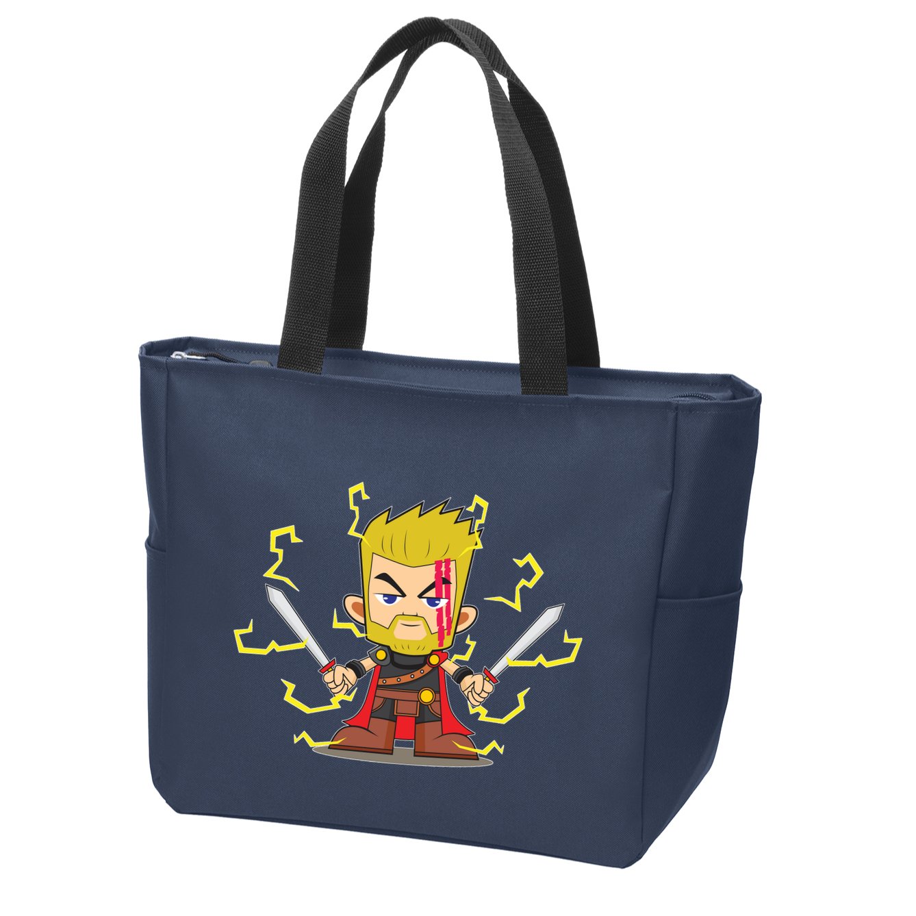 Cute Lightning Cartoon God Of Thunder Zip Tote Bag