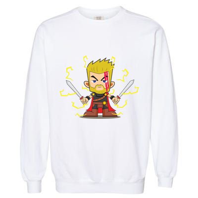 Cute Lightning Cartoon God Of Thunder Garment-Dyed Sweatshirt