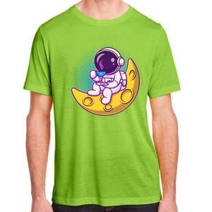 Cute Little Astronaut Drinking Coffee Adult ChromaSoft Performance T-Shirt