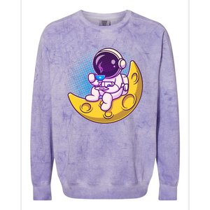 Cute Little Astronaut Drinking Coffee Colorblast Crewneck Sweatshirt