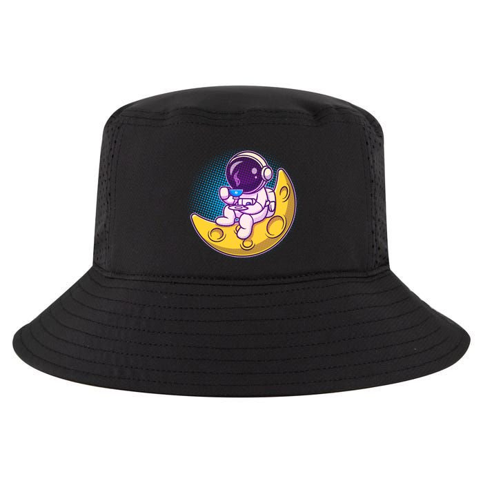 Cute Little Astronaut Drinking Coffee Cool Comfort Performance Bucket Hat