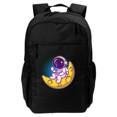 Cute Little Astronaut Drinking Coffee Daily Commute Backpack