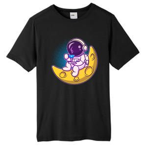 Cute Little Astronaut Drinking Coffee Tall Fusion ChromaSoft Performance T-Shirt