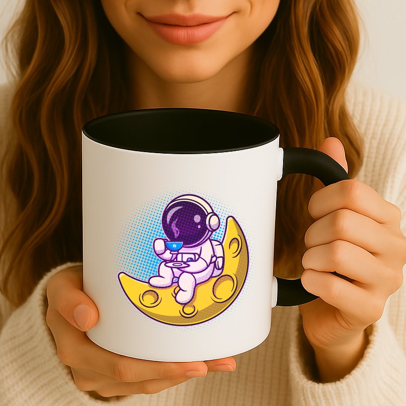Cute Little Astronaut Drinking Coffee Mug