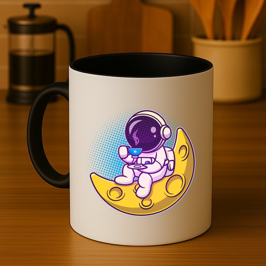 Cute Little Astronaut Drinking Coffee Mug