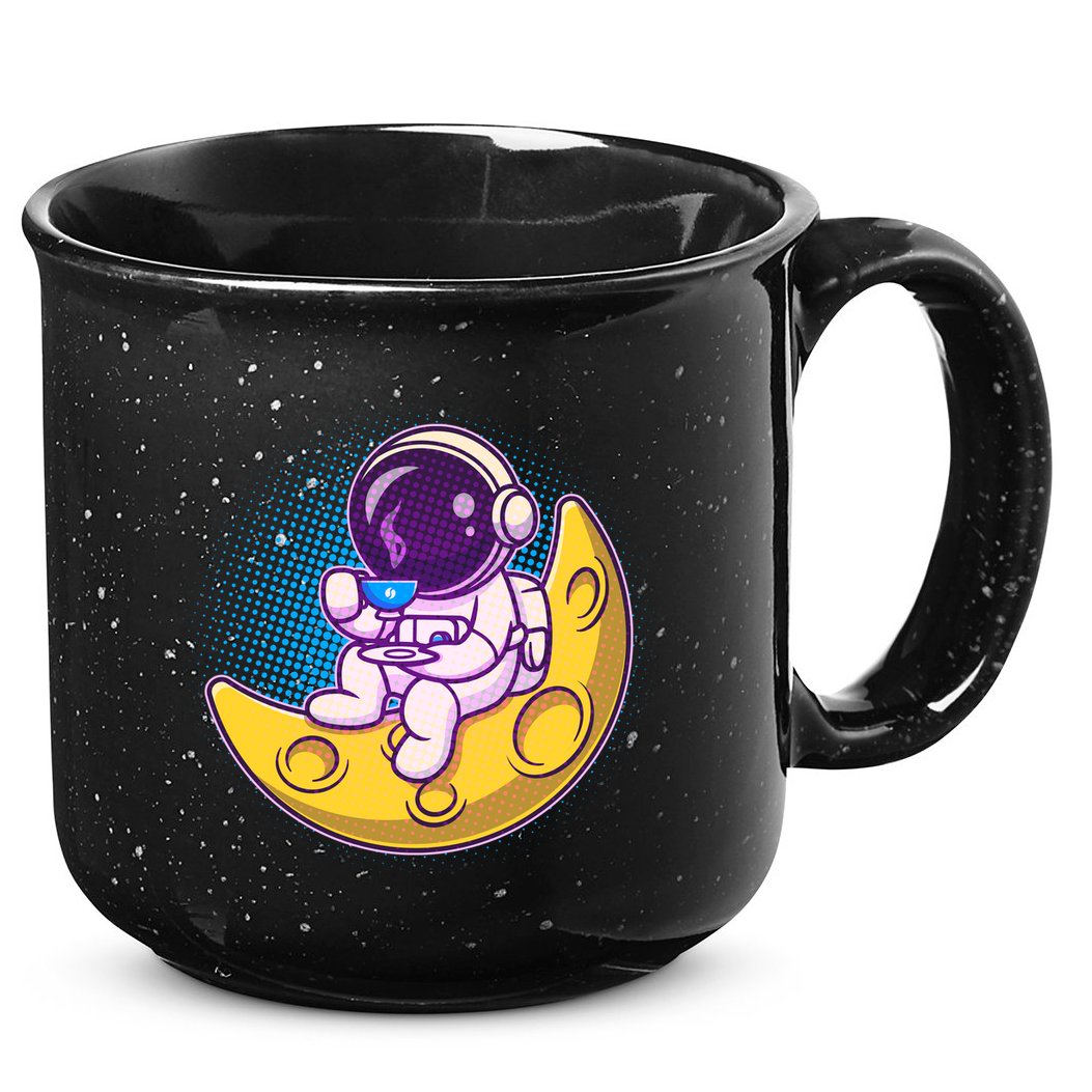 Cute Little Astronaut Drinking Coffee 15oz Campfire Ceramic Mug