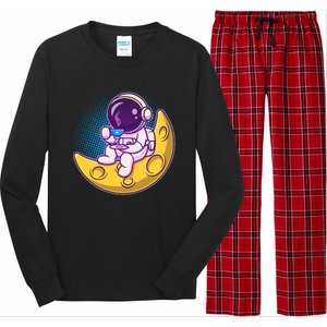 Cute Little Astronaut Drinking Coffee Long Sleeve Pajama Set