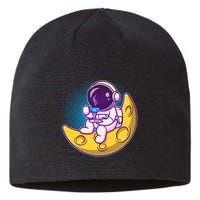 Cute Little Astronaut Drinking Coffee Sustainable Beanie