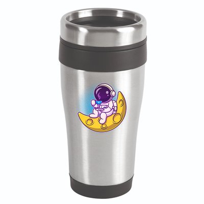 Cute Little Astronaut Drinking Coffee 16oz Travel Tumbler