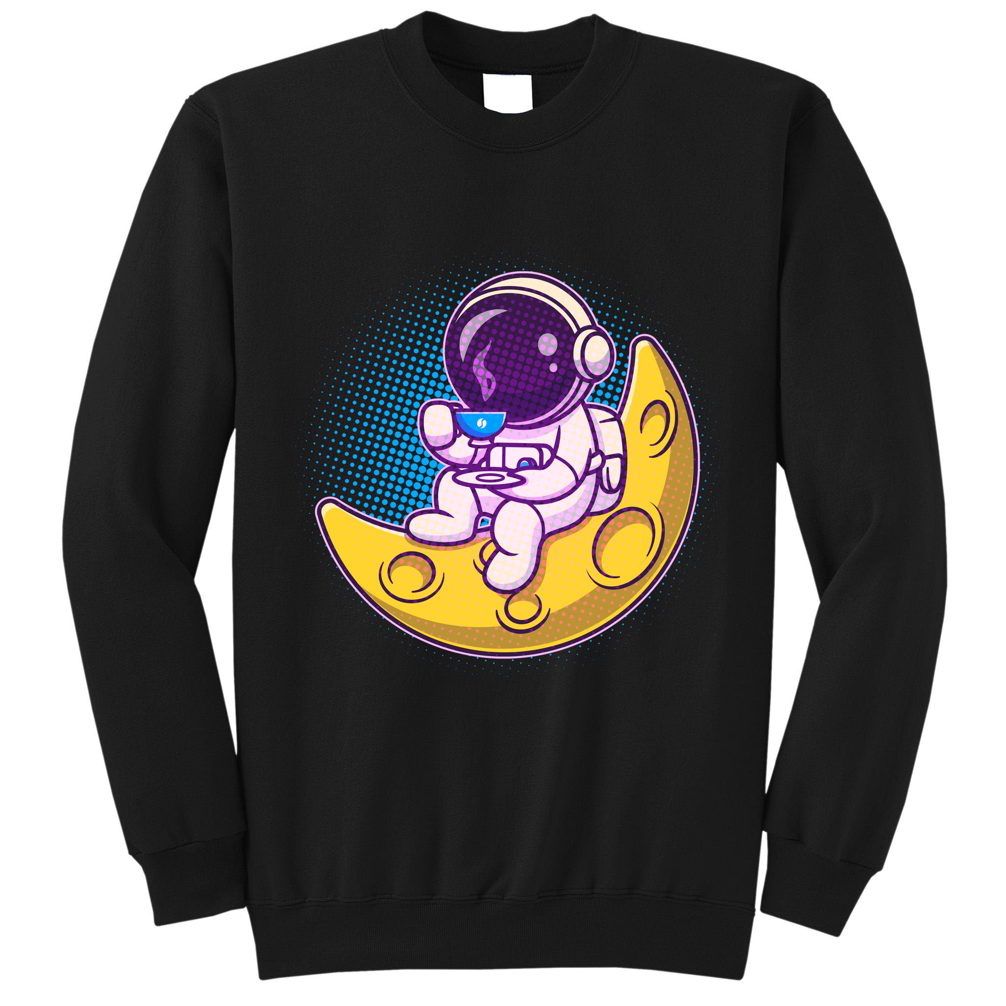 Cute Little Astronaut Drinking Coffee Tall Sweatshirt