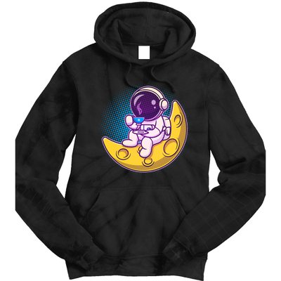 Cute Little Astronaut Drinking Coffee Tie Dye Hoodie
