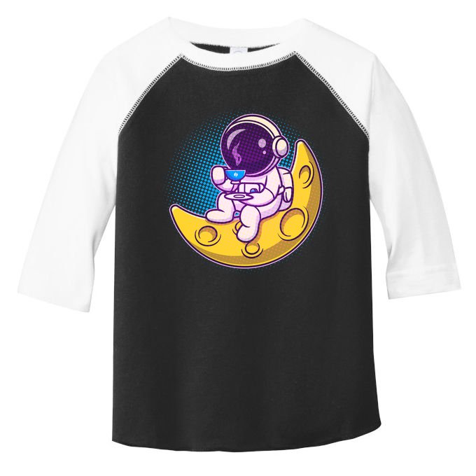 Cute Little Astronaut Drinking Coffee Toddler Fine Jersey T-Shirt