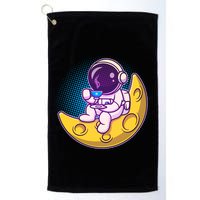 Cute Little Astronaut Drinking Coffee Golf Towel