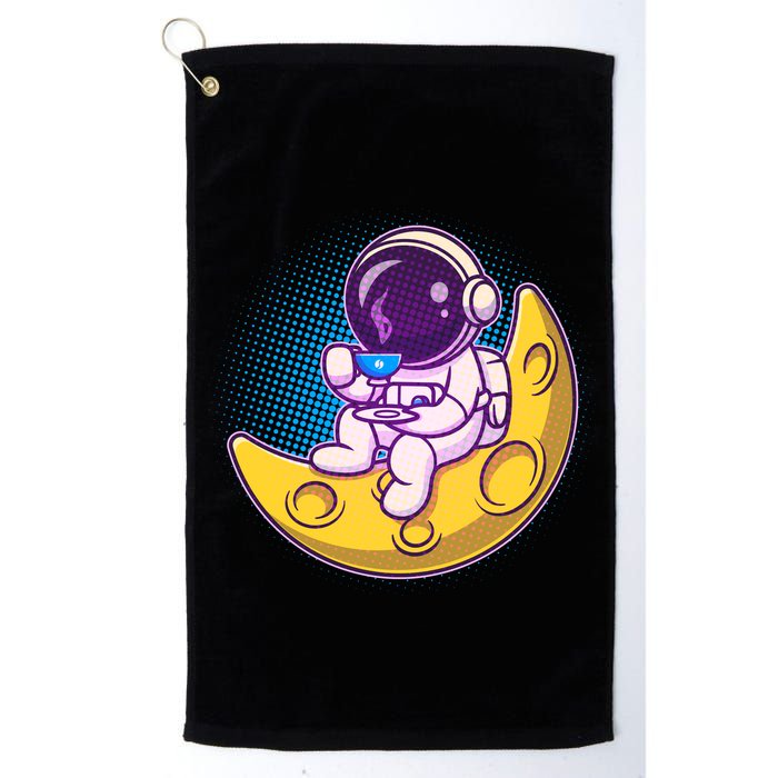 Cute Little Astronaut Drinking Coffee Golf Towel