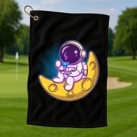 Cute Little Astronaut Drinking Coffee Golf Towel