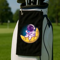 Cute Little Astronaut Drinking Coffee Golf Towel