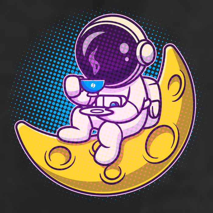 Cute Little Astronaut Drinking Coffee Golf Towel