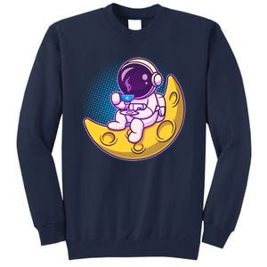 Cute Little Astronaut Drinking Coffee Tall Sweatshirt