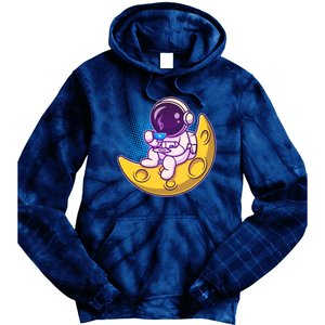 Cute Little Astronaut Drinking Coffee Tie Dye Hoodie