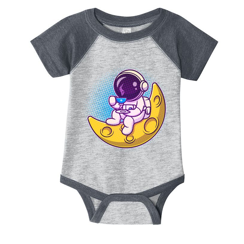 Cute Little Astronaut Drinking Coffee Infant Baby Jersey Bodysuit