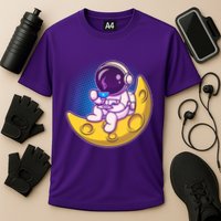 Cute Little Astronaut Drinking Coffee Performance Shirt