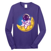 Cute Little Astronaut Drinking Coffee Long Sleeve Shirt