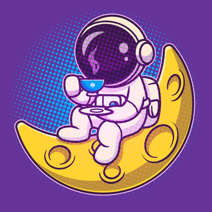 Cute Little Astronaut Drinking Coffee Long Sleeve Shirt
