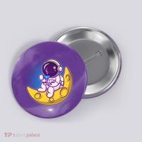 Cute Little Astronaut Drinking Coffee Button