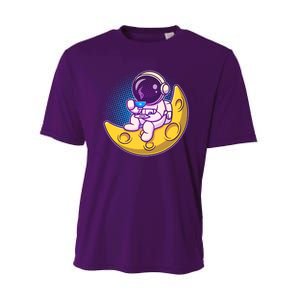 Cute Little Astronaut Drinking Coffee Performance Sprint T-Shirt