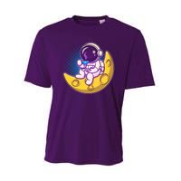 Cute Little Astronaut Drinking Coffee Performance Sprint T-Shirt