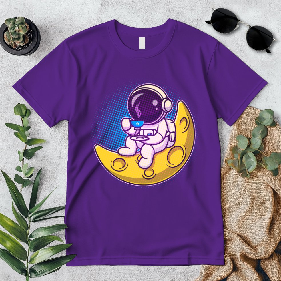 Cute Little Astronaut Drinking Coffee Premium T-Shirt