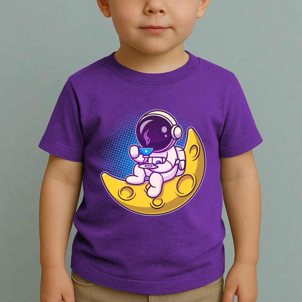 Cute Little Astronaut Drinking Coffee Toddler T-Shirt