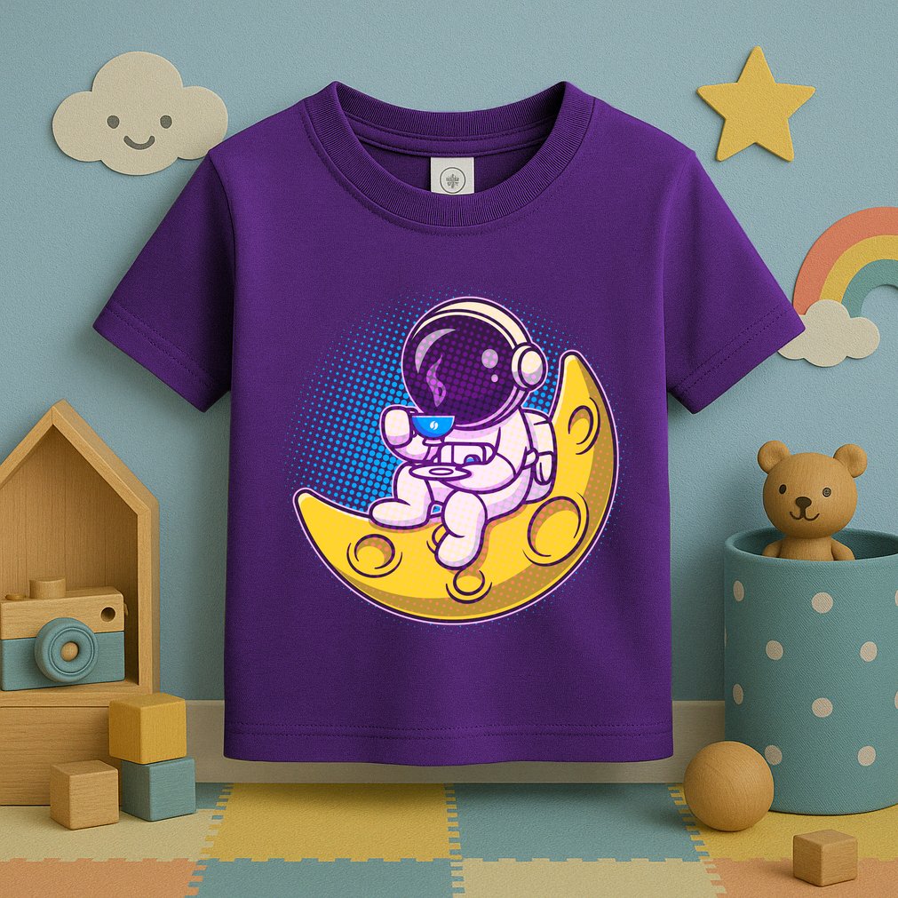 Cute Little Astronaut Drinking Coffee Toddler T-Shirt