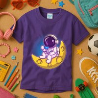 Cute Little Astronaut Drinking Coffee Kids T-Shirt