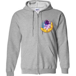 Cute Little Astronaut Drinking Coffee Full Zip Hoodie