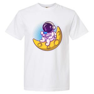 Cute Little Astronaut Drinking Coffee Garment-Dyed Heavyweight T-Shirt