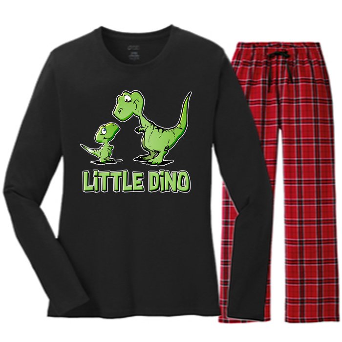 Cute Little Dino Dinosaur Little Younger Sibling Women's Long Sleeve Flannel Pajama Set 