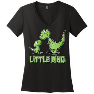 Cute Little Dino Dinosaur Little Younger Sibling Women's V-Neck T-Shirt