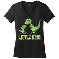 Cute Little Dino Dinosaur Little Younger Sibling Women's V-Neck T-Shirt