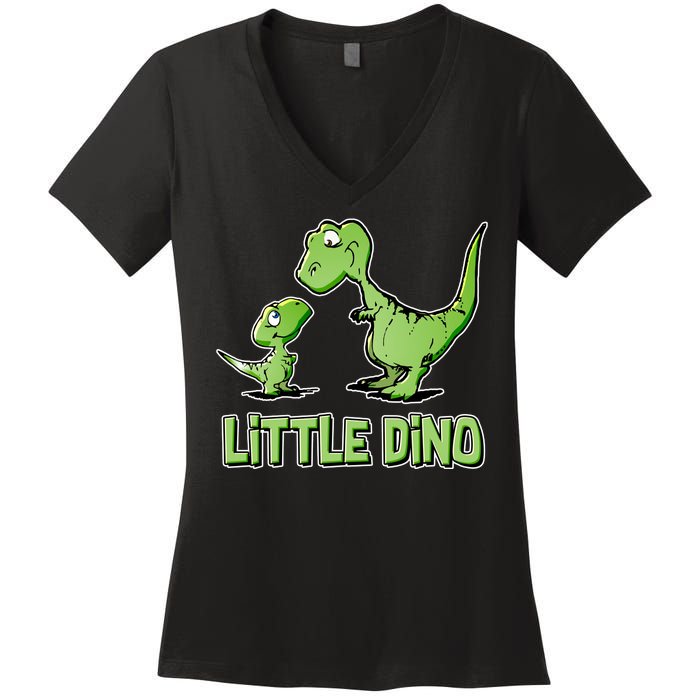 Cute Little Dino Dinosaur Little Younger Sibling Women's V-Neck T-Shirt