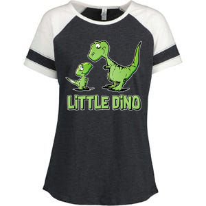 Cute Little Dino Dinosaur Little Younger Sibling Enza Ladies Jersey Colorblock Tee